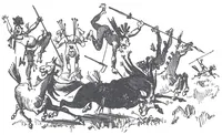 An illustration from Albert Robida - Voyages très extraordinaires de Saturnin Farandoul, 1879 page 248 (1879)