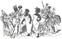 An illustration from Albert Robida - Voyages très extraordinaires de Saturnin Farandoul, 1879 page 254 (1879)