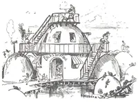 An illustration from Albert Robida - Voyages très extraordinaires de Saturnin Farandoul, 1879 page 278 (1879)