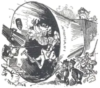An illustration from Albert Robida - Voyages très extraordinaires de Saturnin Farandoul, 1879 page 320 (1879)