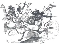 An illustration from Albert Robida - Voyages très extraordinaires de Saturnin Farandoul, 1879 page 758 (1879)
