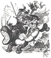 An illustration from Albert Robida - Voyages très extraordinaires de Saturnin Farandoul, 1879 page 644 (1879)