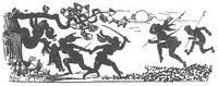 An illustration from Albert Robida - Voyages très extraordinaires de Saturnin Farandoul, 1879 page 390 (1879)