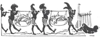 An illustration from Albert Robida - Voyages très extraordinaires de Saturnin Farandoul, 1879 page 402 (1879)