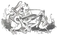 An illustration from Albert Robida - Voyages très extraordinaires de Saturnin Farandoul, 1879 page 406 (1879)