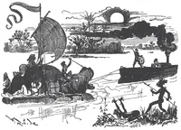 An illustration from Albert Robida - Voyages très extraordinaires de Saturnin Farandoul, 1879 page 408-2 (1879)