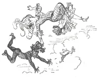 An illustration from Albert Robida - Voyages très extraordinaires de Saturnin Farandoul, 1879 page 458 (1879)
