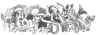 An illustration from Albert Robida - Voyages très extraordinaires de Saturnin Farandoul, 1879 page 474 (1879)