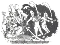 An illustration from Albert Robida - Voyages très extraordinaires de Saturnin Farandoul, 1879 page 498 (1879)