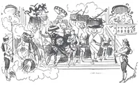 An illustration from Albert Robida - Voyages très extraordinaires de Saturnin Farandoul, 1879 page 502 (1879)