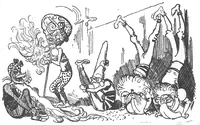 An illustration from Albert Robida - Voyages très extraordinaires de Saturnin Farandoul, 1879 page 172 (1879)