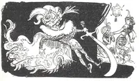 An illustration from Albert Robida - Voyages très extraordinaires de Saturnin Farandoul, 1879 page 542 (1879)