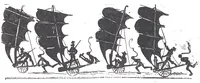 An illustration from Albert Robida - Voyages très extraordinaires de Saturnin Farandoul, 1879 page 556-1 (1879)