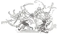 An illustration from Albert Robida - Voyages très extraordinaires de Saturnin Farandoul, 1879 page 578 (1879)