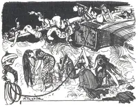 An illustration from Albert Robida - Voyages très extraordinaires de Saturnin Farandoul, 1879 page 628 (1879)