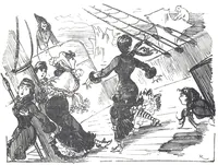 An illustration from Albert Robida - Voyages très extraordinaires de Saturnin Farandoul, 1879 page 710 (1879)