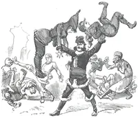 An illustration from Albert Robida - Voyages très extraordinaires de Saturnin Farandoul, 1879 page 724 (1879)