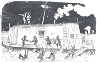 An illustration from Albert Robida - Voyages très extraordinaires de Saturnin Farandoul, 1879 page 732 (1879)