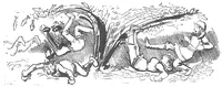 An illustration from Albert Robida - Voyages très extraordinaires de Saturnin Farandoul, 1879 page 758 (1879)