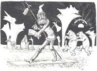 An illustration from Albert Robida - Voyages très extraordinaires de Saturnin Farandoul, 1879 page 686 (1879)