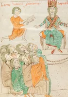 An illustration from Petrus de Ebulo: Liber ad honorem Augusti, lat. (1195)