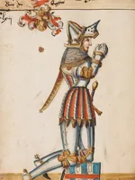 An illustration from Portraits of the Habsburg family and of knights killed in the Battle of Sempach (1386) (1560)