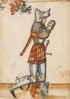 An illustration from Portraits of the Habsburg family and of knights killed in the Battle of Sempach (1386) (1560)