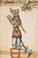 An illustration from Portraits of the Habsburg family and of knights killed in the Battle of Sempach (1386) (1560)