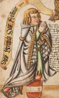 An illustration from Portraits of the Habsburg family and of knights killed in the Battle of Sempach (1386) (1560)