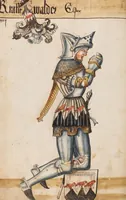 An illustration from Portraits of the Habsburg family and of knights killed in the Battle of Sempach (1386) (1560)