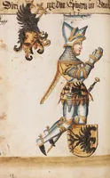 An illustration from Portraits of the Habsburg family and of knights killed in the Battle of Sempach (1386) (1560)