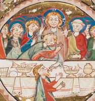 Picture 1 of 2 from Fragment with the Last Supper from the Gradual of St. Katharinental (Thurgau) (1312), leaf 1