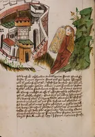An illustration from Nycolaus de Lyra, Postilla super libros Iosue, Iudicum, Ruth, Esdrae, Iob (1401)
