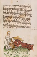 An illustration from Nycolaus de Lyra, Postilla super libros Iosue, Iudicum, Ruth, Esdrae, Iob (1401)
