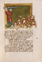 An illustration from Nycolaus de Lyra, Postilla super libros Iosue, Iudicum, Ruth, Esdrae, Iob (1401)