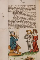 An illustration from Nycolaus de Lyra, Postilla super libros Iosue, Iudicum, Ruth, Esdrae, Iob (1401)