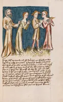 An illustration from Nycolaus de Lyra, Postilla super libros Iosue, Iudicum, Ruth, Esdrae, Iob (1401)