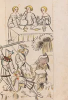 An illustration from Nycolaus de Lyra, Postilla super libros Iosue, Iudicum, Ruth, Esdrae, Iob (1401)