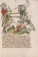 An illustration from Nycolaus de Lyra, Postilla super libros Iosue, Iudicum, Ruth, Esdrae, Iob (1401)