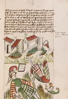 An illustration from Nycolaus de Lyra, Postilla super libros Iosue, Iudicum, Ruth, Esdrae, Iob (1401)