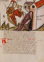 An illustration from Nycolaus de Lyra, Postilla super Ieremiam, Danielem, in Machabaeorum et Iudith (1393)