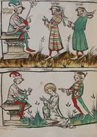 An illustration from Nycolaus de Lyra, Postilla super Ieremiam, Danielem, in Machabaeorum et Iudith (1393)