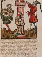 An illustration from Nycolaus de Lyra, Postilla super Ieremiam, Danielem, in Machabaeorum et Iudith (1393)