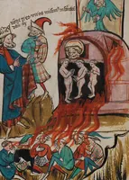 An illustration from Nycolaus de Lyra, Postilla super Ieremiam, Danielem, in Machabaeorum et Iudith (1393)