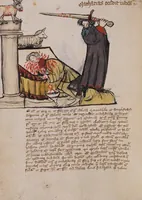 An illustration from Nycolaus de Lyra, Postilla super Ieremiam, Danielem, in Machabaeorum et Iudith (1393)
