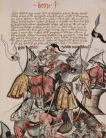 An illustration from Nycolaus de Lyra, Postilla super Ieremiam, Danielem, in Machabaeorum et Iudith (1393)