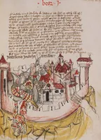 An illustration from Nycolaus de Lyra, Postilla super Ieremiam, Danielem, in Machabaeorum et Iudith (1393)