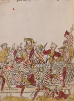 An illustration from Nycolaus de Lyra, Postilla super Ieremiam, Danielem, in Machabaeorum et Iudith (1393)