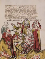 An illustration from Nycolaus de Lyra, Postilla super Ieremiam, Danielem, in Machabaeorum et Iudith (1393)