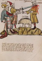 An illustration from Nycolaus de Lyra, Postilla super Ieremiam, Danielem, in Machabaeorum et Iudith (1393)